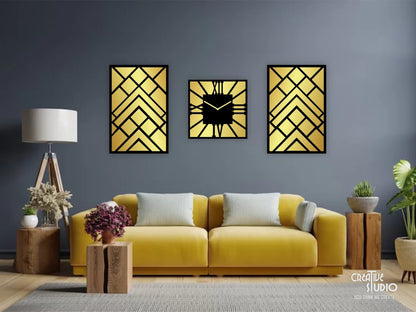 Reflective Timepiece: Gold Tone Mirror Wall Clock ©